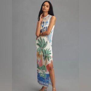 Farm Rio X Anthropologie Graphic Mesh Midi Dress